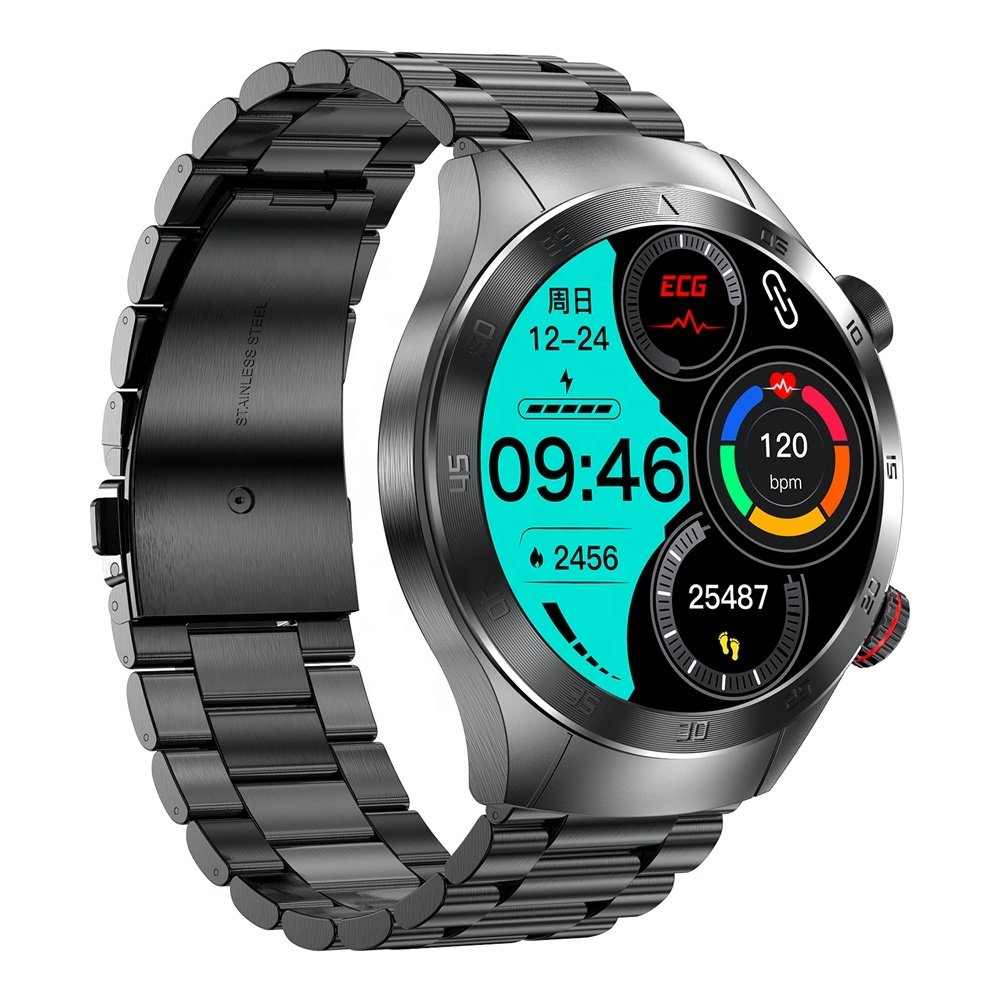Vanssa New smart watch E800 1.49 inch round AMOLED screen BT SOS Call ECG Blood Pressure Health Monitor smartwatch